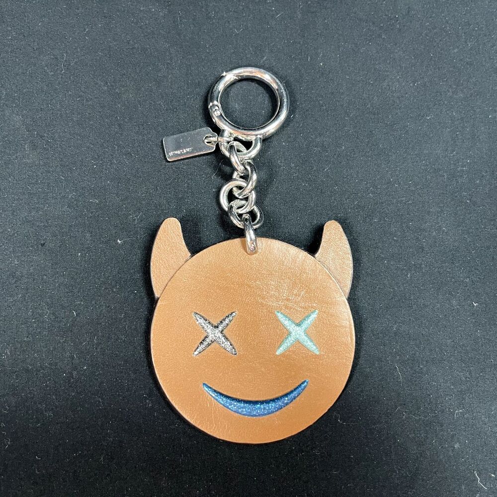 Coach Frisky Leather Bag Charge Emoji Face Glitter